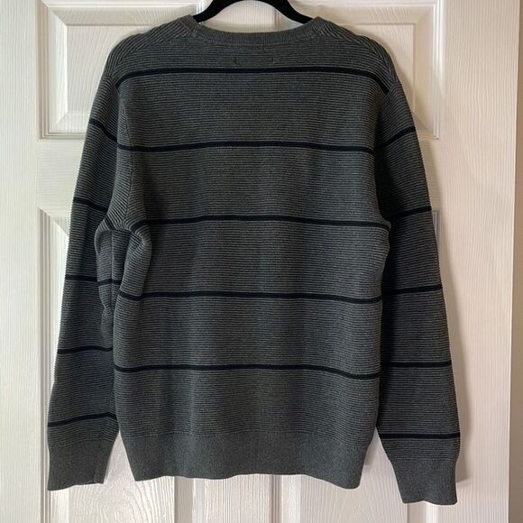 Goodthreads Gray Stripe 100% Cotton Crewneck Sweater Men’s Medium - Picture 3 of 9